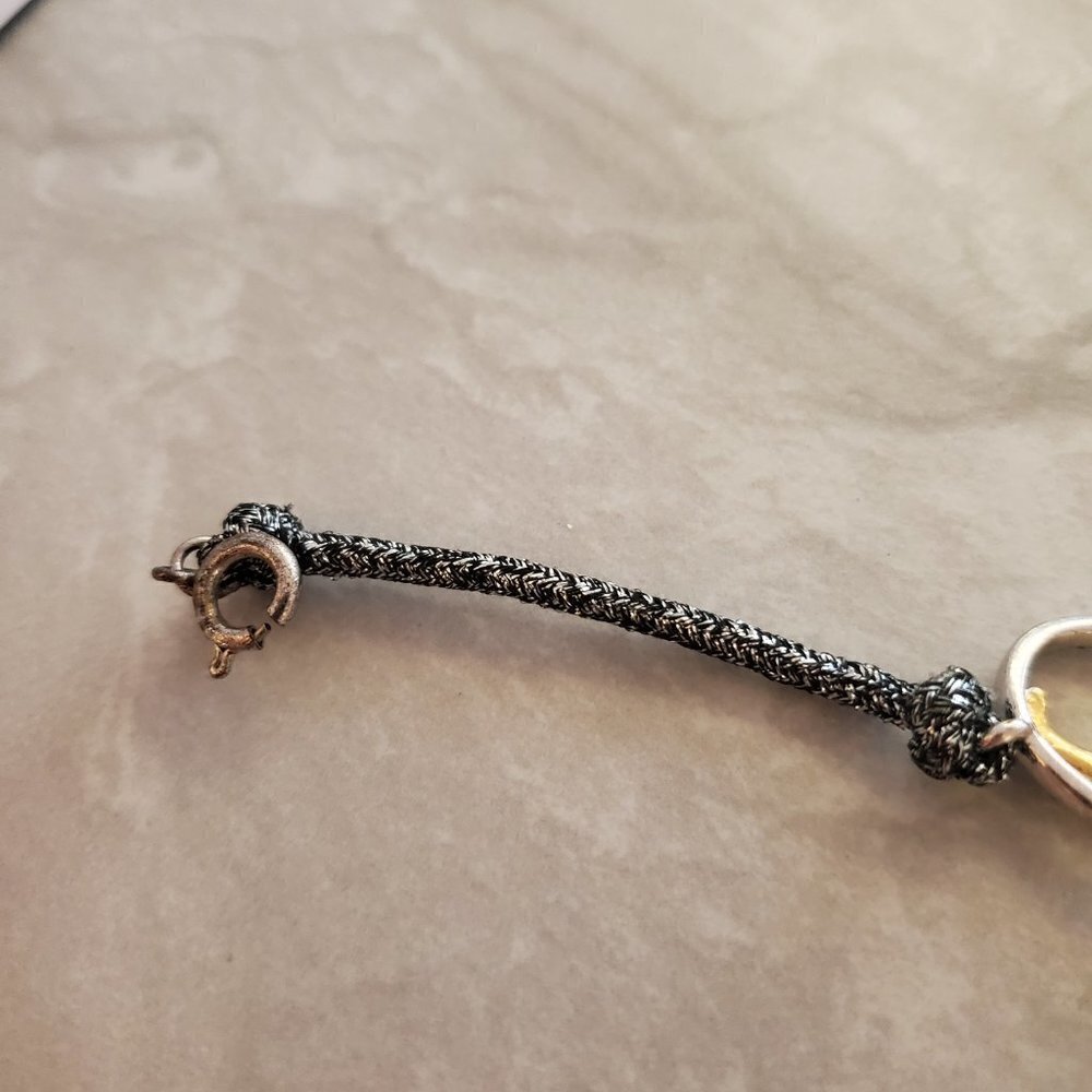 ✨ Juicy Couture Metallic Thread Rhinestones Crystals Pave Puffy Heart Bracelet ✨ - Picture 6 of 7